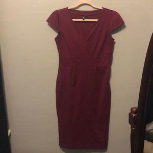 Pink midi v-neck dress